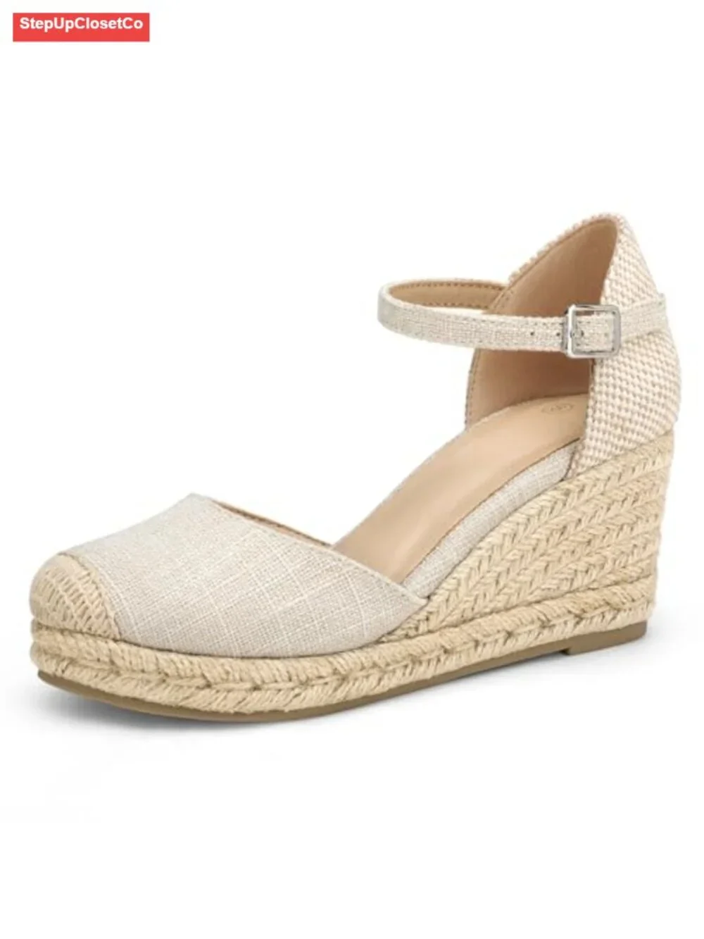 Women's Platform Espadrille Wedge Sandals Closed Toe Buckle Ankle Strap Summer
